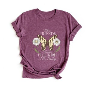 S.W.Smiley Where Friends and Flowers Flourish - Women's Short Sleeve Graphic T-Shirt - 1 of 4