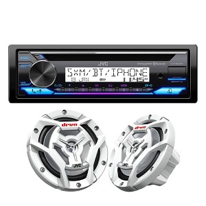 JVC KD-T92MBS Marine CD Receiver Bluetooth + 1 Pair CS-DR6201MW Speakers - 1 of 4