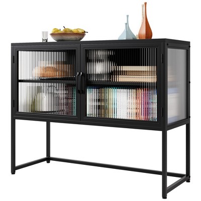 Transparent storage cabinet, glass door, adjustable shelf, simple and stylish, suitable for living room, dining room, hallway