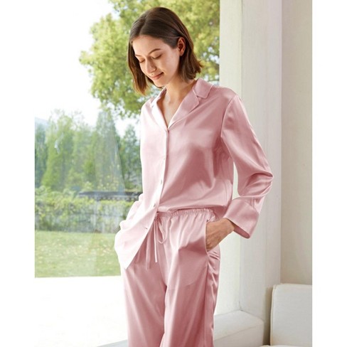 Mommesilk S Classic Silk Pajamas Set for Women-Rosy Pink