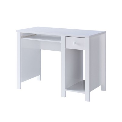 GlasFlength Desks Computer Desk Office Desk Writing Table Desk with Drawers Cabinet for Small Space Home Office, White, 39"*19.75"*30"