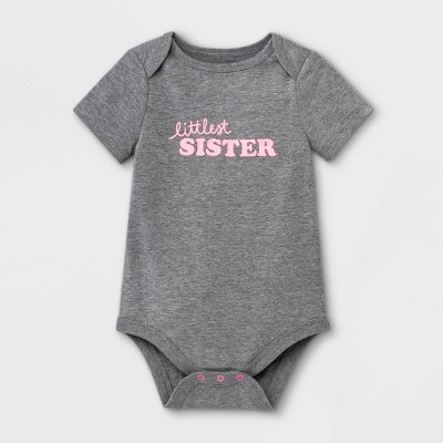 Image of Baby Girls' 'Sister' Short Sleeve Bodysuit - Cat & Jack™ Gray 0-3M
