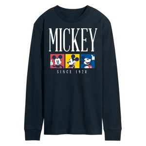 Men's - Disney - Mickey Color Blocks Long Sleeve Graphic T-Shirt - 1 of 4