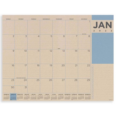 2022 Desk Pad Calendar Monthly Blotter Kraft - The Time Factory