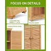 Outdoor Wooden Storage Cabinet Garden Shed Outside Wood Tool Organizer with Waterproof Roof Shelves Louvered Double Doors Removable 3-Tier Shelving - 4 of 4