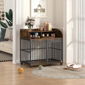Heavy Duty Dog Crate Furniture for Large Medium Dog,Wooden Side End Table Crate,Dog Kennel With Doors,Dog Houses Indoor-Cuddlewood - 1 of 4