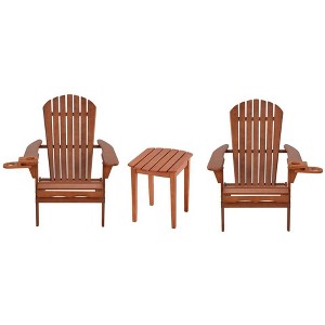 Jiallo Foldable Adirondack Chair with cup holder Bristro Set, 2 Foldable Adirondack Chairs with cup holders and 1 End Table - 1 of 3