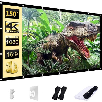 Outdoor Projector Screen 150 inch, Washable Projector Screen 16:9 Foldable Anti-Crease Portable Projector Movies Screen for Home