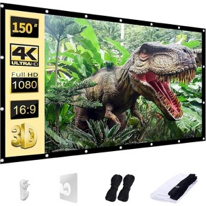 Projector Screen 120 inch, Washable Projector Screen 16:9 Foldable Anti-Crease Portable Projector Movies Screen for Home Theater Outdoor Indoor - 1 of 4