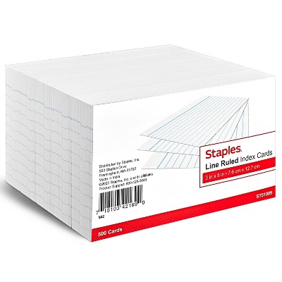 Staples 3" x 5" Line Ruled Index Cards 500/Pack (51009) 233601
