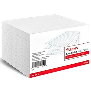 Staples 3" x 5" Line Ruled Index Cards 500/Pack (51009) 233601 - 1 of 4