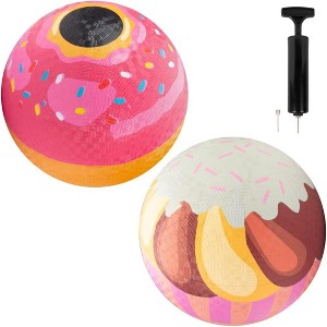 Dessert Themed Gaga Ball Playground Balls (8.5 inches) w Air Pump- Durable Rubber Fun Pack for Recess, Kickball, Gagaball Official Play & School - 1 of 4