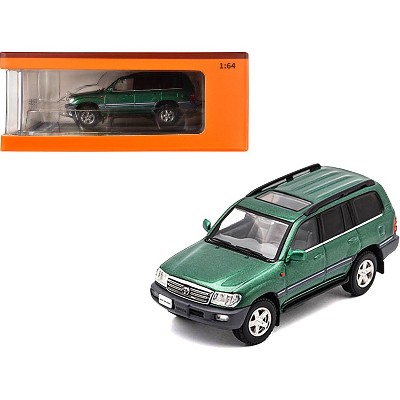 Toyota Land Cruiser 100 Green Metallic with Roof Rack 1/64 Diecast Model Car by GCD