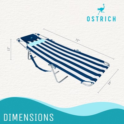 Blue and White Striped Portable Chaise Lounge with Cushions