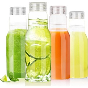 Glass Bottles with Lids, 16oz Reusable Leak Proof Jars for Milk and Juice, 4-Pack - 1 of 4