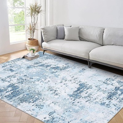 Coolmee Modern Abstract Rug Faux Wool Accent Rug Ultra Soft Non Slip Non Shedding Accent Large Rug for Living Room Bedroom Dining Room Office Home