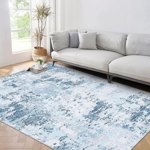 Coolmee Modern Abstract Rug Faux Wool Accent Rug Ultra Soft Non Slip Non Shedding Accent Large Rug for Living Room Bedroom Dining Room Office Home - 1 of 4