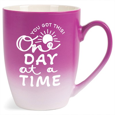 Elanze Designs You Got This One Day At A Time Two Toned Ombre Matte Pink and White 12 ounce Ceramic Stoneware Coffee Cup Mug