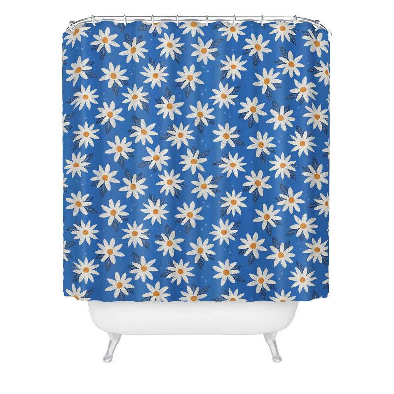 Avenie Boho Daisies Cobalt Blue Shower Curtain Blue - Deny Designs, 1 of 4