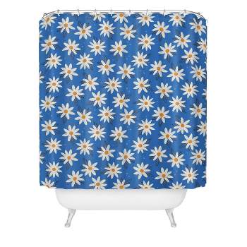 Avenie Boho Daisies Cobalt Blue Shower Curtain Blue - Deny Designs