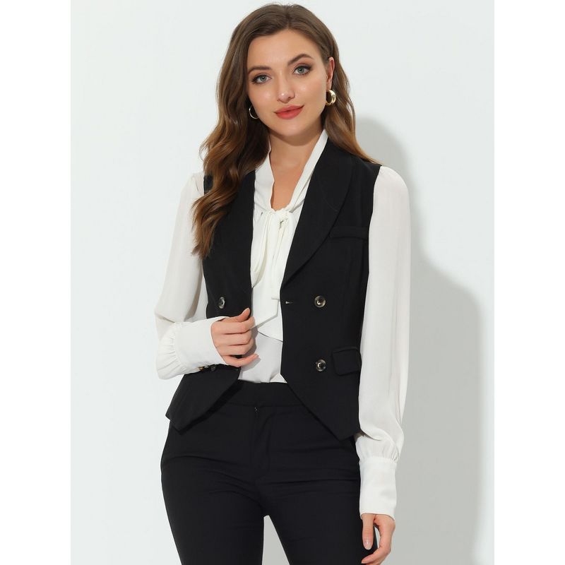 Allegra K Women's Lapel Collar Dressy Versatile Racerback Waistcoat Suit Vest, 3 of 6