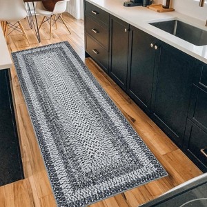 Modern Washable Area Rug, Non Slip Indoor Print Mat For Living Room Bedroom Dining Room Kitchen Enterway, Low Pile Stain Resistant Foldable Carpet - 1 of 4