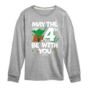 Boys' - Star Wars - Yoda May The 4Th Long Sleeve Graphic T-Shirt - 1 of 4