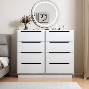 FONTOI Wood Dresser Chests of Drawers Dressers with 8 Drawer Large Capacity Clothing Storage Cabinet Bedroom Organizer, White, 47.2"* 15.74"*39.56" - 1 of 4