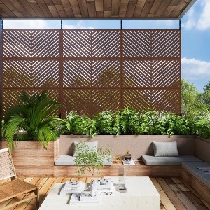 PexFix Outdoor Metal Privacy Screen Garden Fence in Arrows Pattern - 1 of 3
