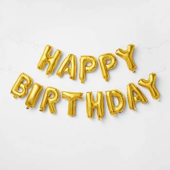 Gold Happy Birthday Foil Balloon Banner - Spritz™