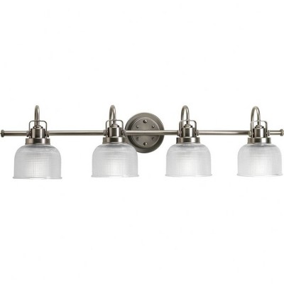 Progress Lighting Archie Collection 4-Light Wall Light in Antique Nickel with Prismatic Glass Shade