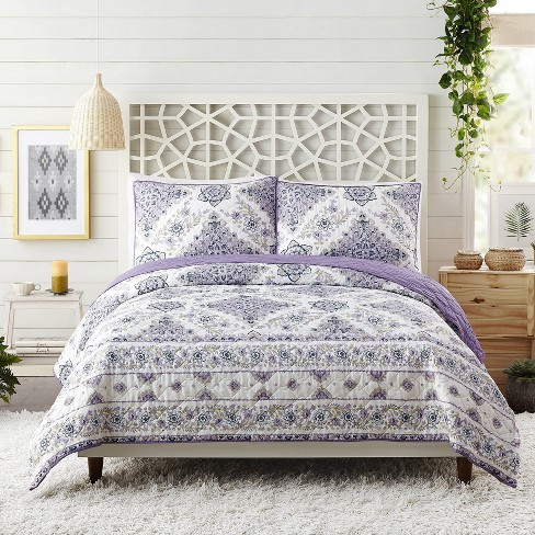 3pc King Saniyah Medallion Quilt Set Purple - Jessica Simpson : Target