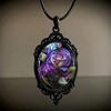 Gothic Glass Rose Pendant Necklace - Victorian Embossed Satanic Jewelry, Dark Witchy Gift - 3 of 4