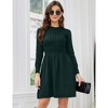 Clearlove Womens A-Line Sweater Dress Long Sleeve Casual Knitted Crew Neck High Waist Flowy Ruffled Mini Dress - 4 of 4