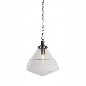 Toltec Lighting Juno 1 - Light Pendant in  Brushed Nickel with 14" Clear Bubble Shade - 1 of 1