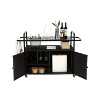 Outdoor Bar Cart with Ice Bucket and Storage Wicker Serving Table with Steel Top Lockable Wheels and Side Basket for Patio or Poolside -The Pop Home - 3 of 4