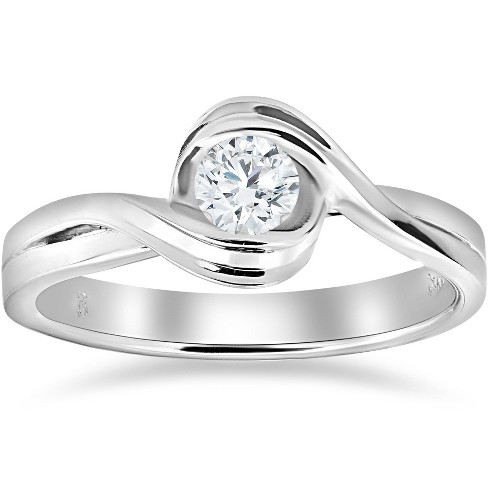 Solitaire Engagement Ring 2.00 CT Round Cut Diamond With 14K White