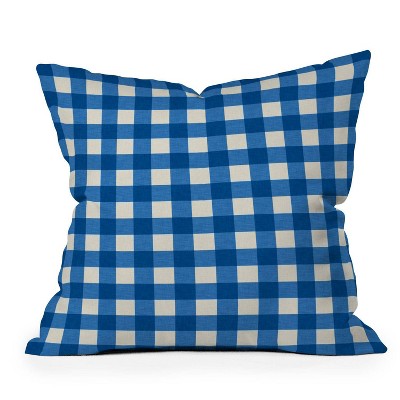 16"x16" Holli Zollinger Gingham Square Throw Pillow Blue - Deny Designs