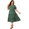 Agnes Orinda Women's Plus Size Babydoll Polka Dots Short Sleeve Layered Midi Dress - 3 of 4