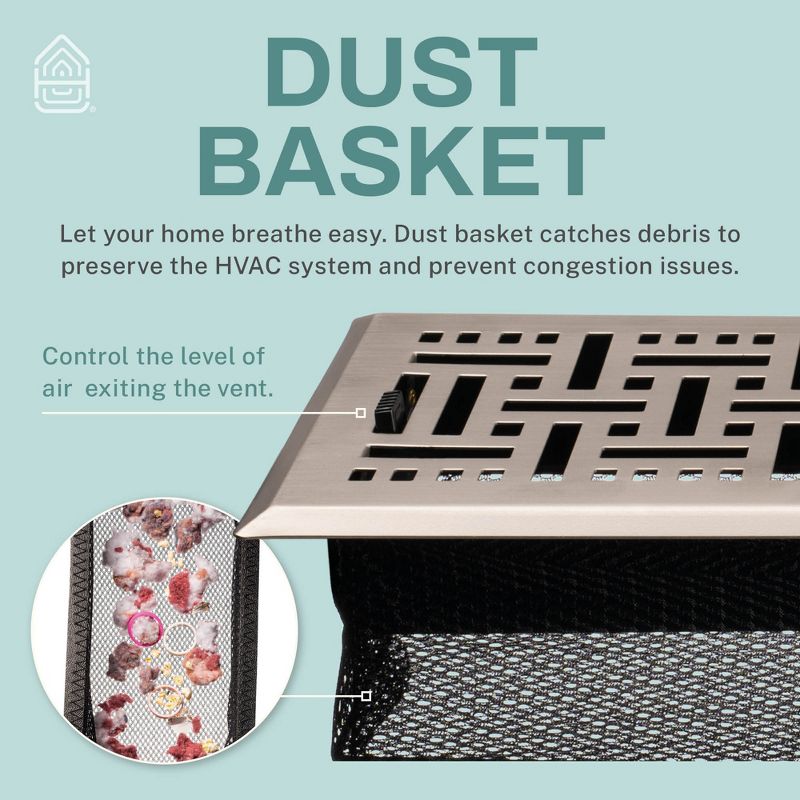 Home Intuition Basketweave Decorative Floor Register Vent with Mesh Cover Trap, 5 of 7