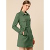 Allegra K Women's Notched Lapel Double Breasted Faux Suede Trench Coat with Belt - 4 of 4