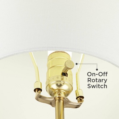 Tall Gold Sculptural Metal Table Lamp with White Fabric Shade
