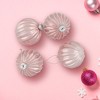 Northlight Shiny Glittered Geometric Glass Ball Christmas Ornaments - 3" (80mm) - Pink  - 4ct - 3 of 4