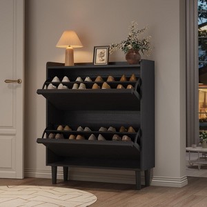 Shoe Cabinet for Entryway, Hidden Shoe Organizer Flip Drawers, Freestanding Wooden Storage Cabinet for Hallway - 1 of 4