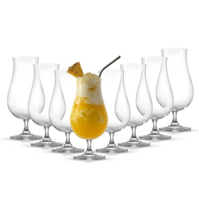 JoyJolt Terran Pina Colada Glasses - Set of 8 Crystal Hurricane Cocktail Glasses - 17 oz