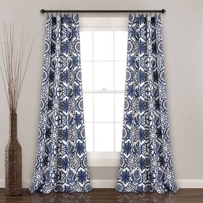 Set of 2 (95"x52") Marvel Light Filtering Window Curtain Panels Navy - Lush Décor