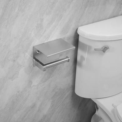 Brushed Nickel Stainless Steel Wall Mounted Toilet Paper Holder with Shelf