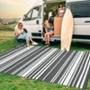 Reversible Outdoor Patio Rug - Waterproof Plastic Straw Mat, Striped Camping Rug for Front Porch, Deck, Backyard, RV, Picnic, Beach - 4 of 4