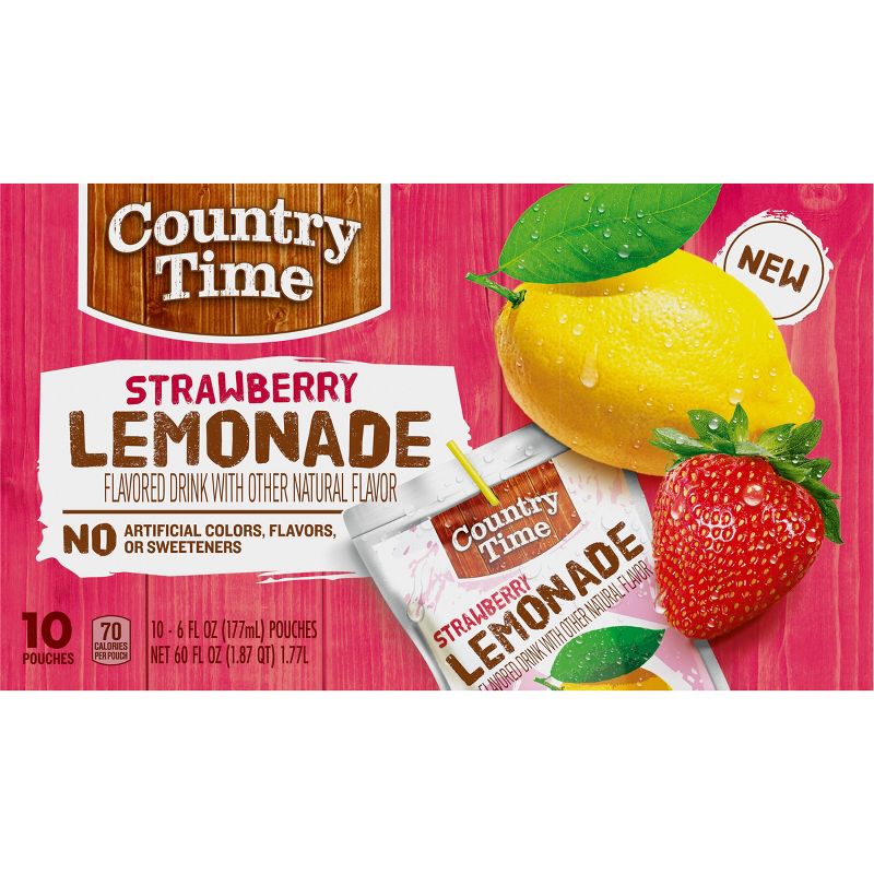 Country Time Strawberry Lemonade - 10pk/6 fl oz Pouches, 5 of 10