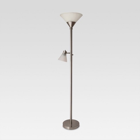 Mother Daughter Torchiere Floor Lamp Silver with Glass Shade (Includes LED  Light Bulb) - Threshold™